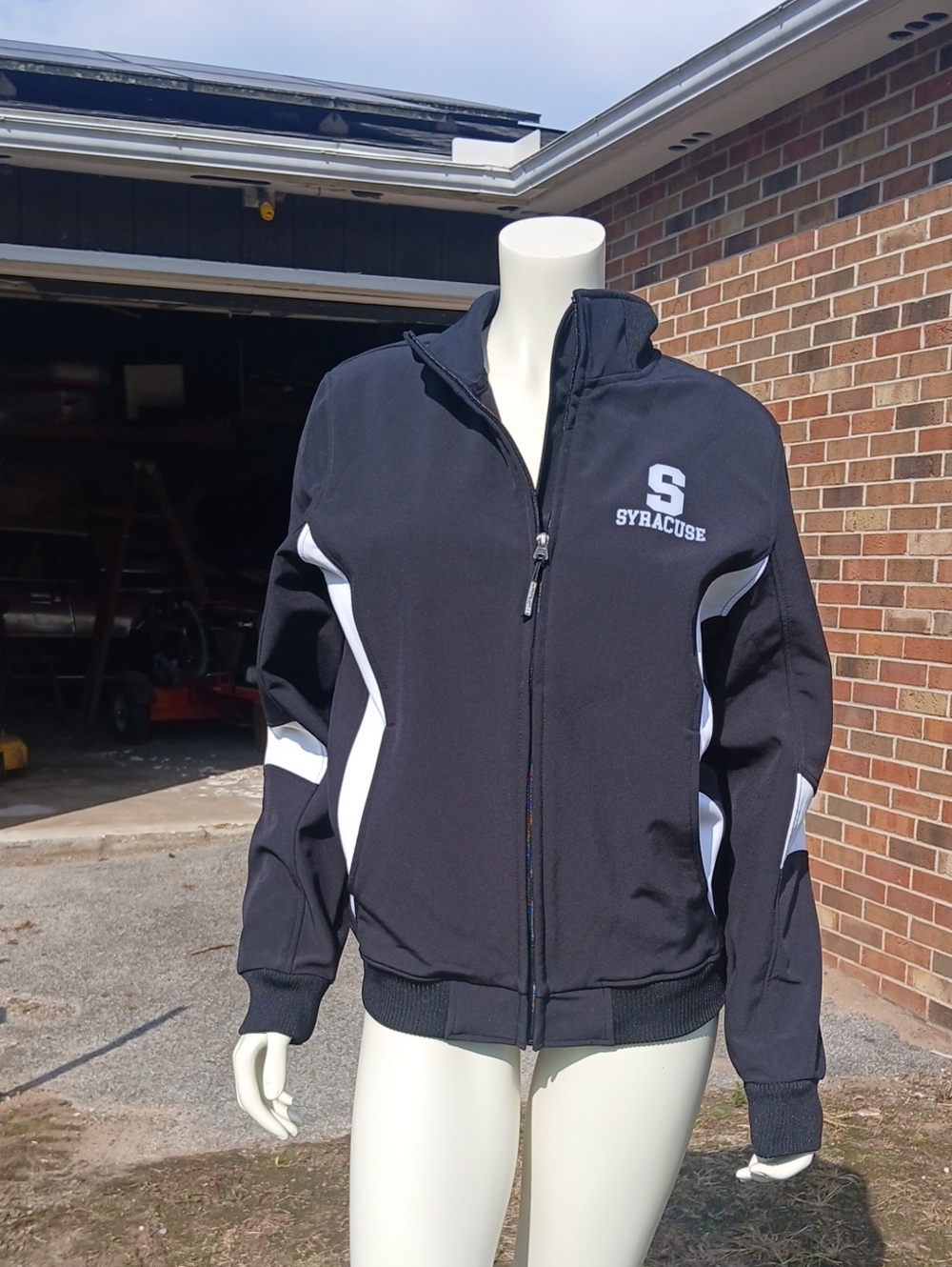 Syracuse Graphic Black Track Jacket with White Accents Hardshell Great Condition